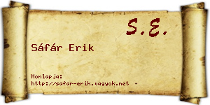 Sáfár Erik névjegykártya