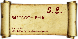 Sáfár Erik névjegykártya